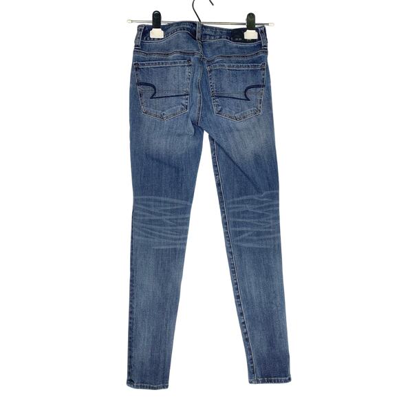 American Eagle Outfitters 360 Super Stretch Jeggings Skinny Jeans Size 00 Blue - Picture 10 of 10